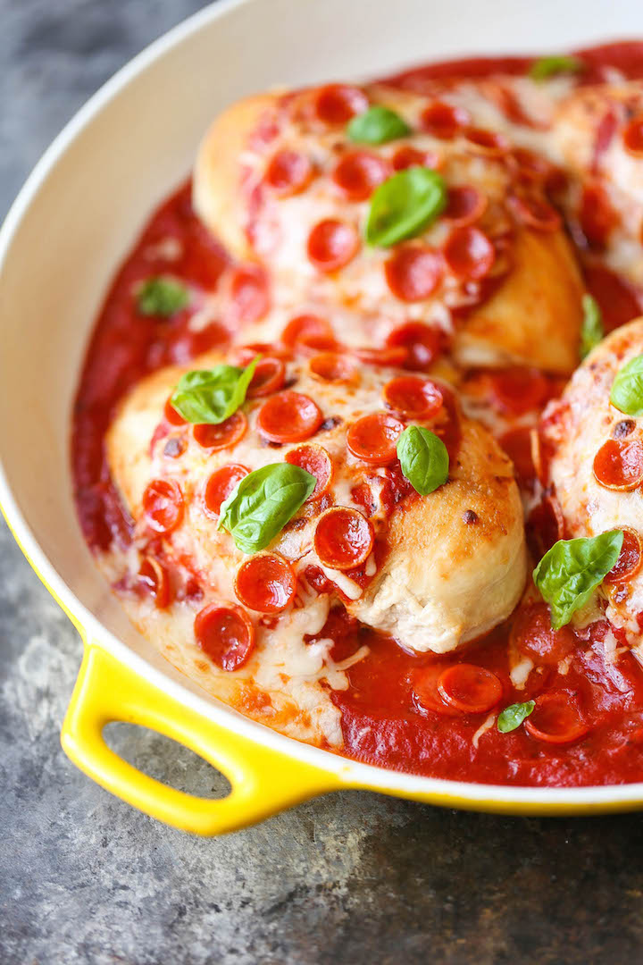 Cool Mom Eats weekly meal plan: One Pan Pizza Chicken at Damn Delicious 