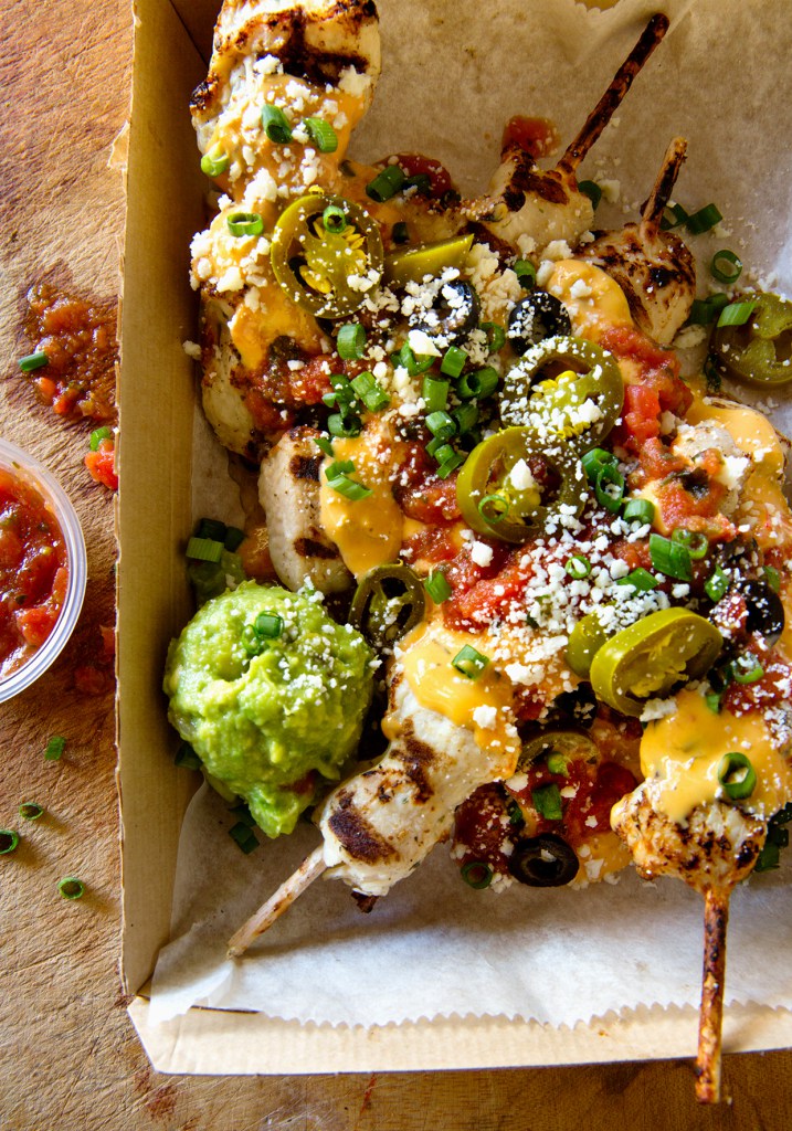Super Bowl recipes that satisfy your game day cravings and also serve as dinner: Chicken Skewer Nachos | Real Food by Dad 