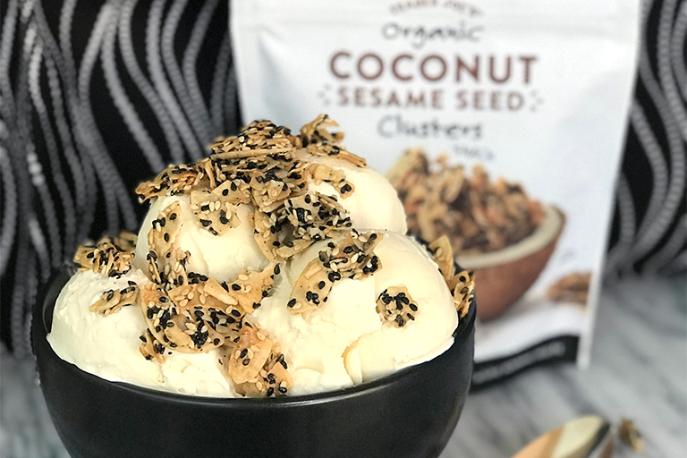 What family-friendly products to buy at Trader Joe's this month: Coconut Sesame Seed Clusters | Cool Mom Eats