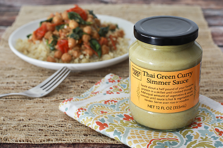 What family-friendly products to buy at Trader Joe's this month:  Green Curry Simmer Sauce | Cool Mom Eats
