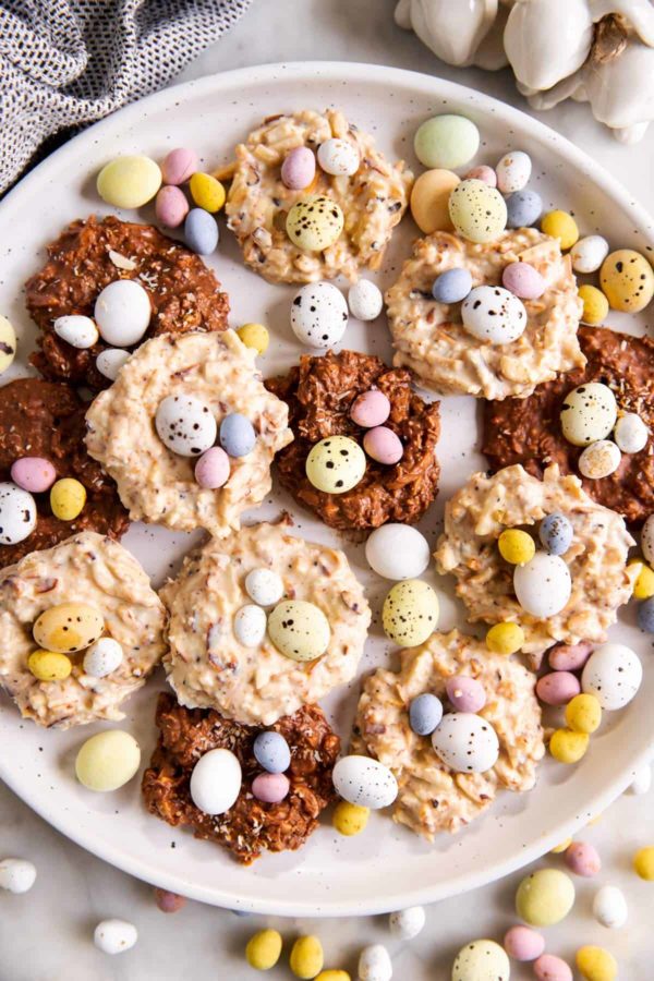Easter cookies kids can make: No bake bird's nest cookies at Savory Nothings