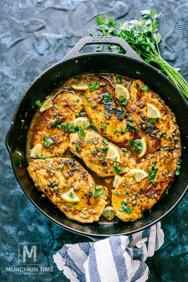 Cool Mom Eats weekly meal plan: 35 Minute Chicken Piccata at Munchkin Time