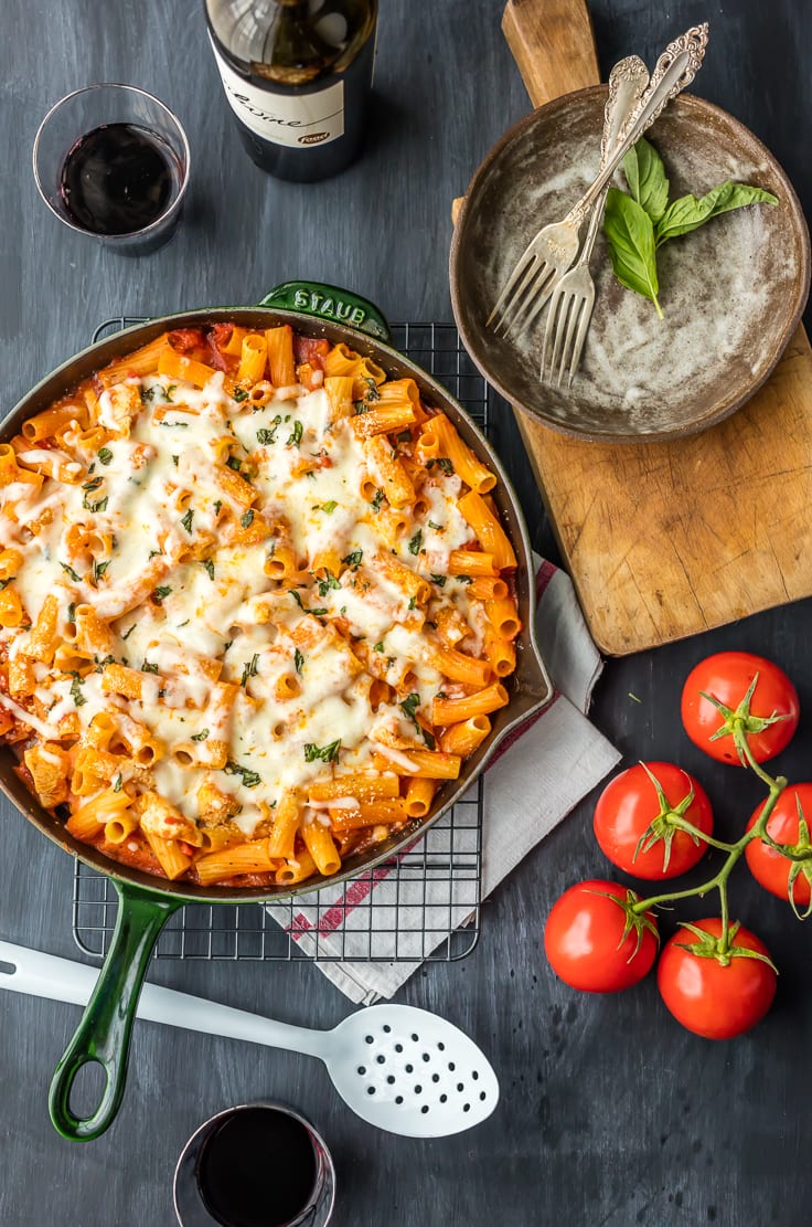Cool Mom Eats weekly meal plan: Chicken Parmesan Pasta Skillet at The Cookie Rookie