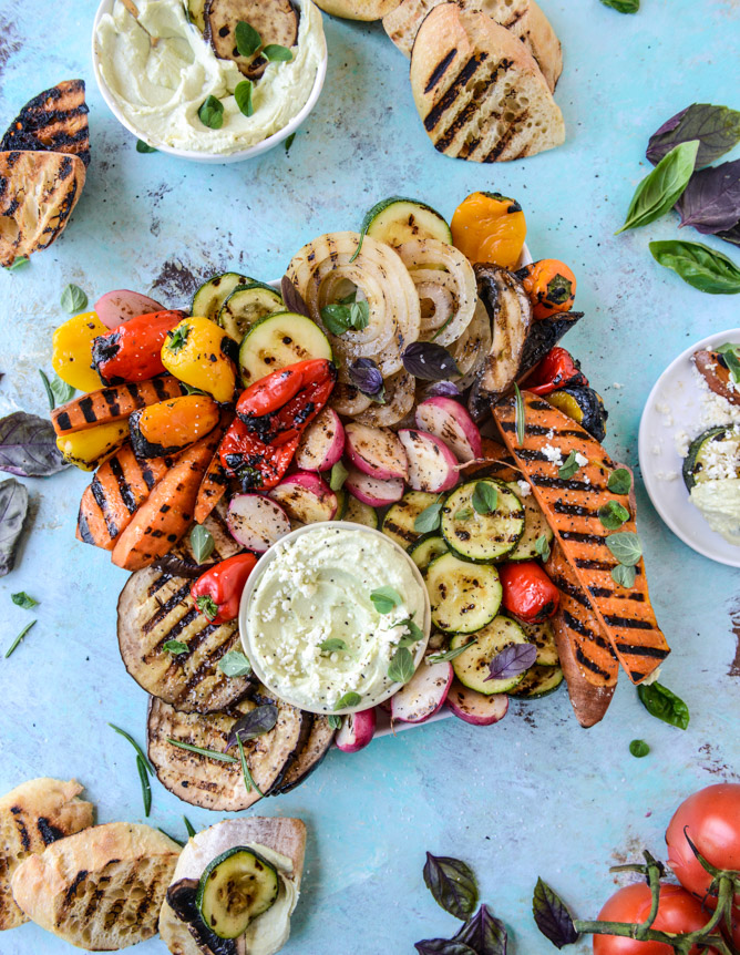 30-minute marinades: Marinated Grilled Veggies with Avocado Whipped Feta | How Sweet Eats