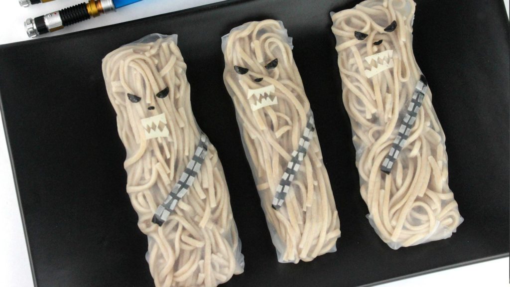 Chewbacca Noodle rolls by Jenn Fujikawa for Solo: A Star Wars Story