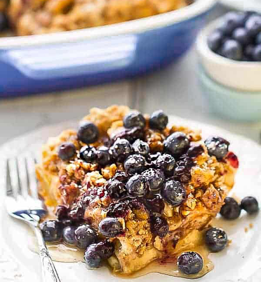 Make ahead Mother's Day brunch recipes: Blueberry French Toast Bake from Life Made Sweeter