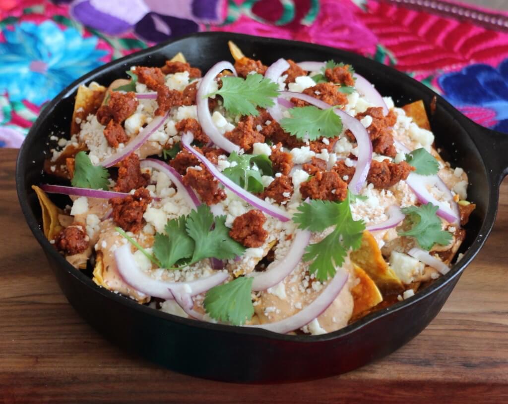 Cool Mom Eats weekly meal plan: Chilaquiles with Beef Chorizo and Chipotle Crema at Lola's Cocina