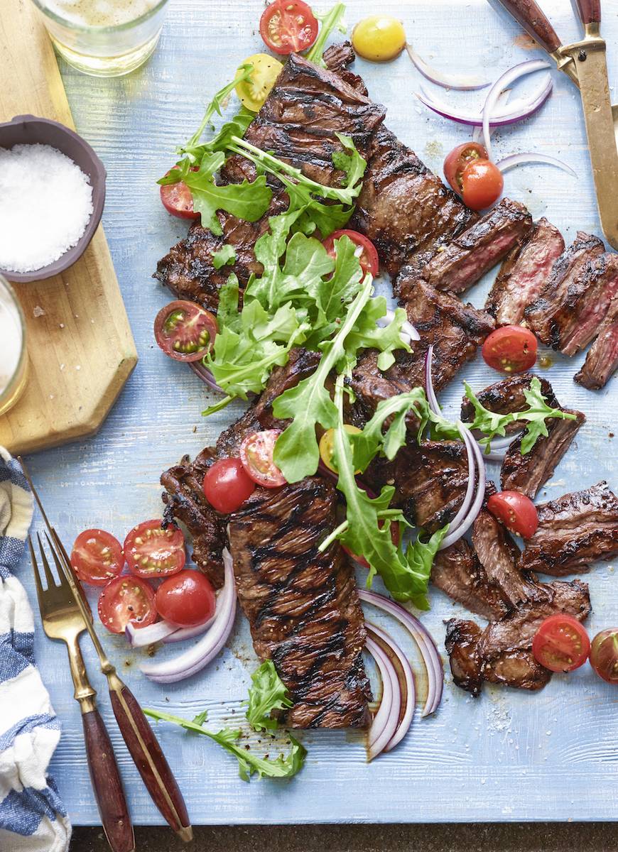 Cool Mom Eats weekly meal plan: Grilled Skirt Steak with Tomato Salad at What's Gaby Cooking