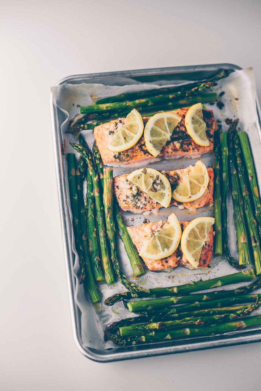 Cool Mom Eats weekly meal plan: One Pan Lemon Roasted Salmon and Asparagus at Mash and Spread