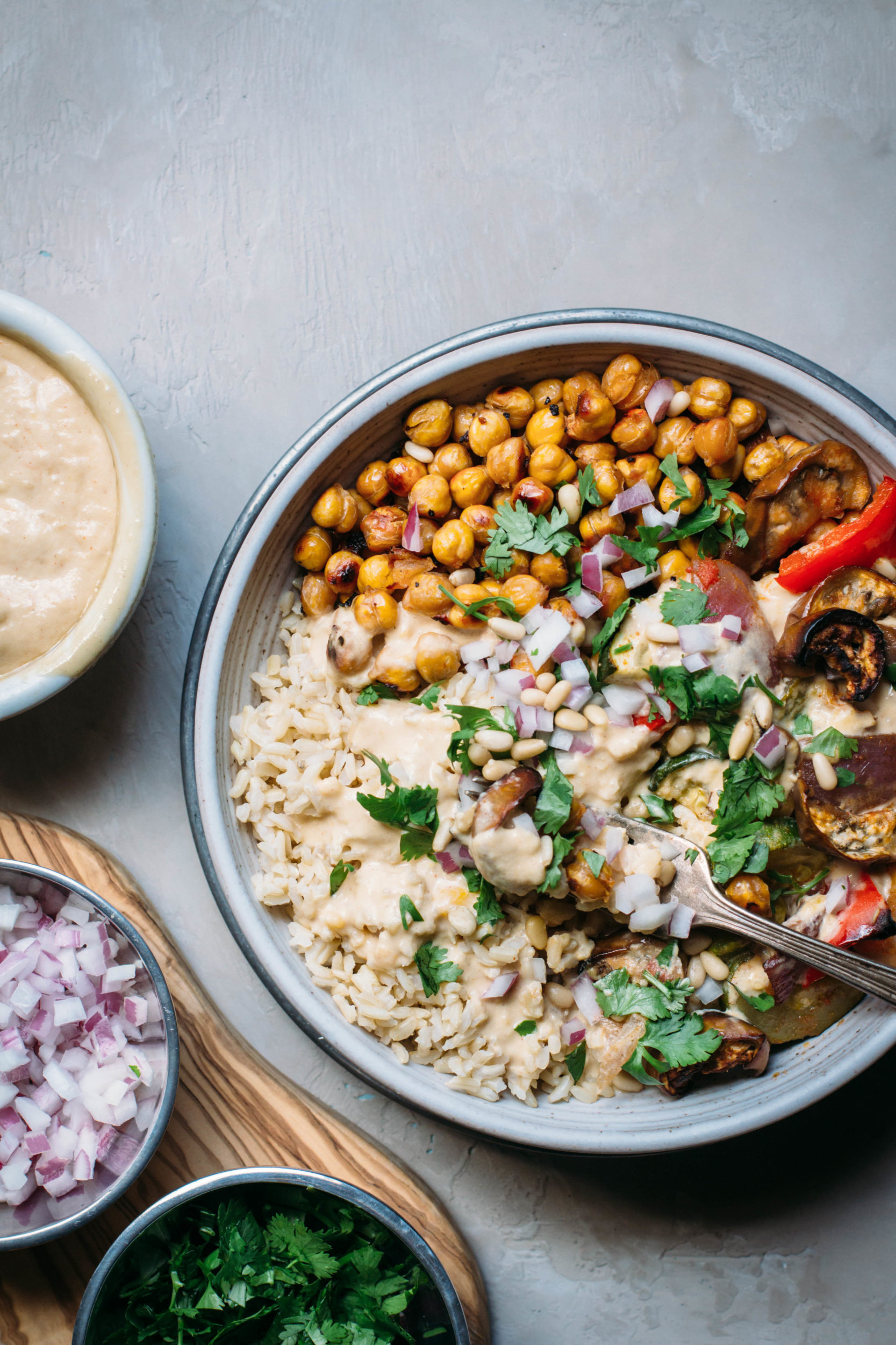 Cool Mom Eats weekly meal plan: Moroccan Veggie Bowls with Mango Tahini Sauce at Simple Natural Nutrition