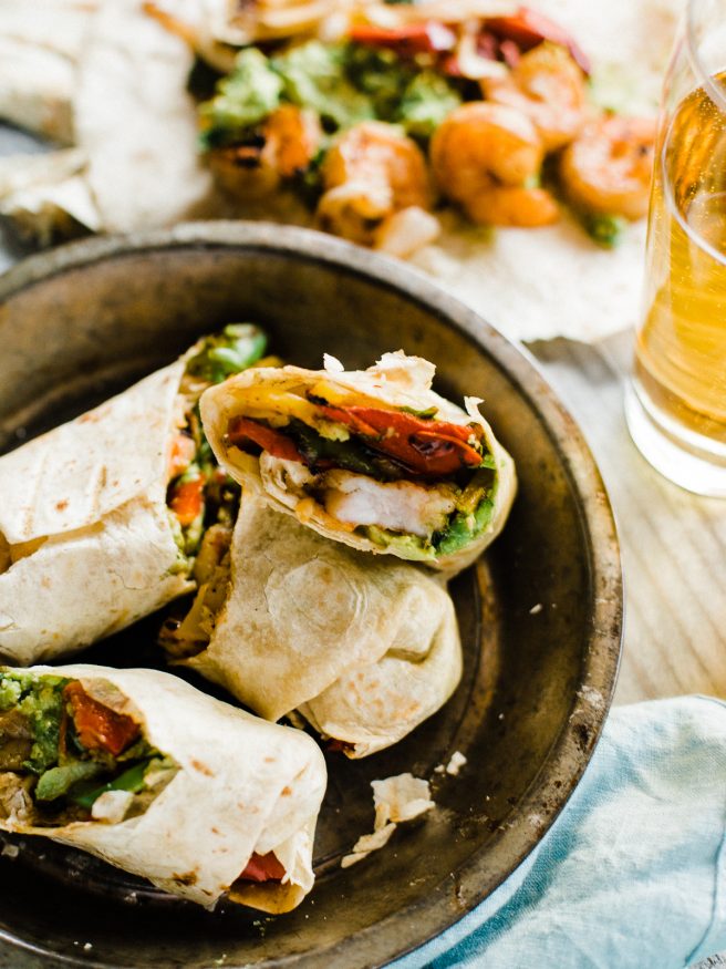 Cool Mom Eats weekly meal plan: Grilled Shrimp Fajita Wraps at Dad With A Pan