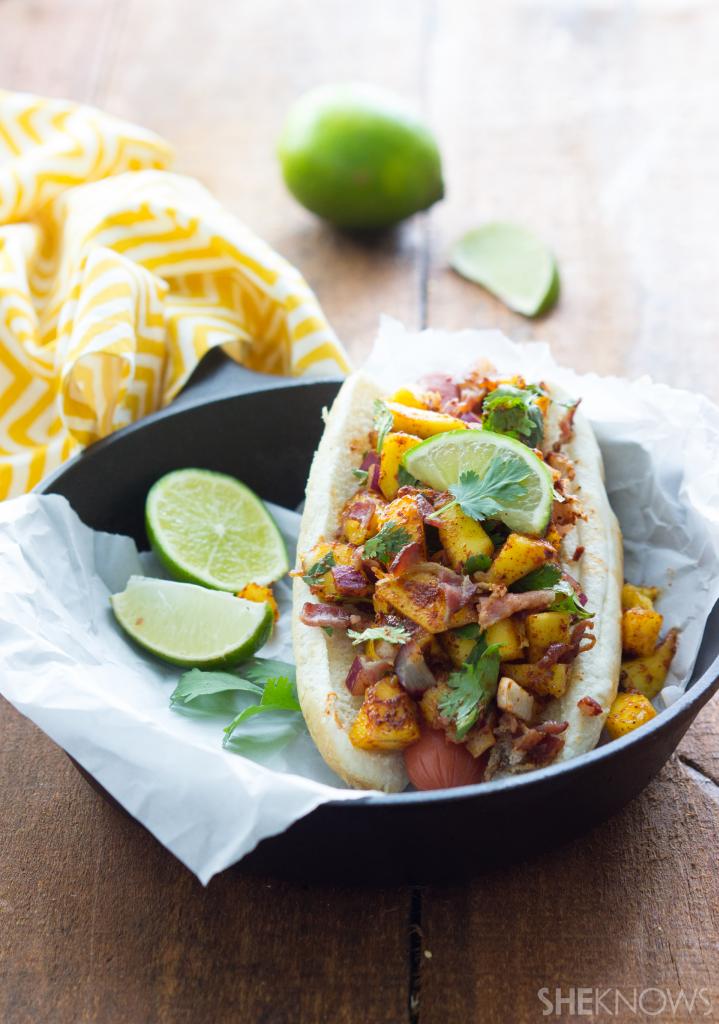 Simple camping recipes: Mango Bacon Salsa-covered Hot Dogs at She Knows