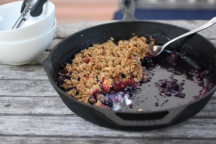 The Perfect Berry Crisp. This easy and delicious dessert on the grill will impress guests and your family. | Jane Sweeney Cool Mom Eats