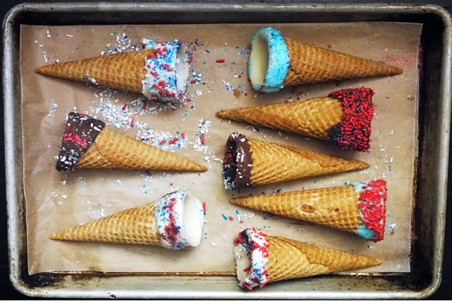 Easy last-minute 4th of July desserts: Chocolate Dipped Ice Cream Cones by Stacie Billis