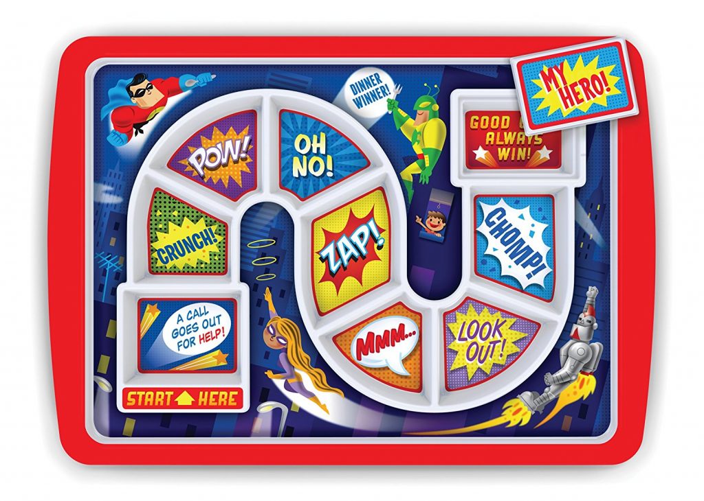 Dinner Winner kids' mealtime game tray in 5 themes gives kids incentive to get to a prize at the end | Dishes to make mealtime fun at CoolMomEats.com