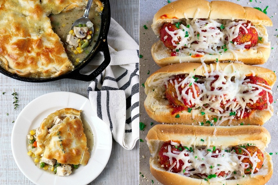 Weekly meal plan: 5 easy meals for the week ahead, from a Meatless Monday “Meatball” Sub to a Chicken Pot Pie that brings the comfort