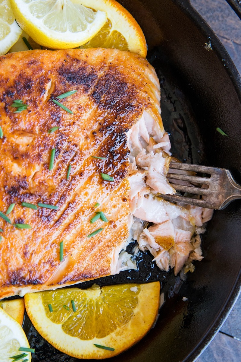 Weekly meal plan: Orange Butter Lemon Salmon at The Roasted Root