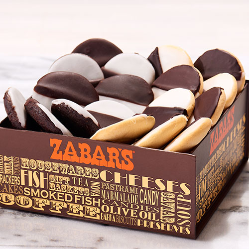 Hanukkah hostess food gifts: Black and White cookie box from Zabar's