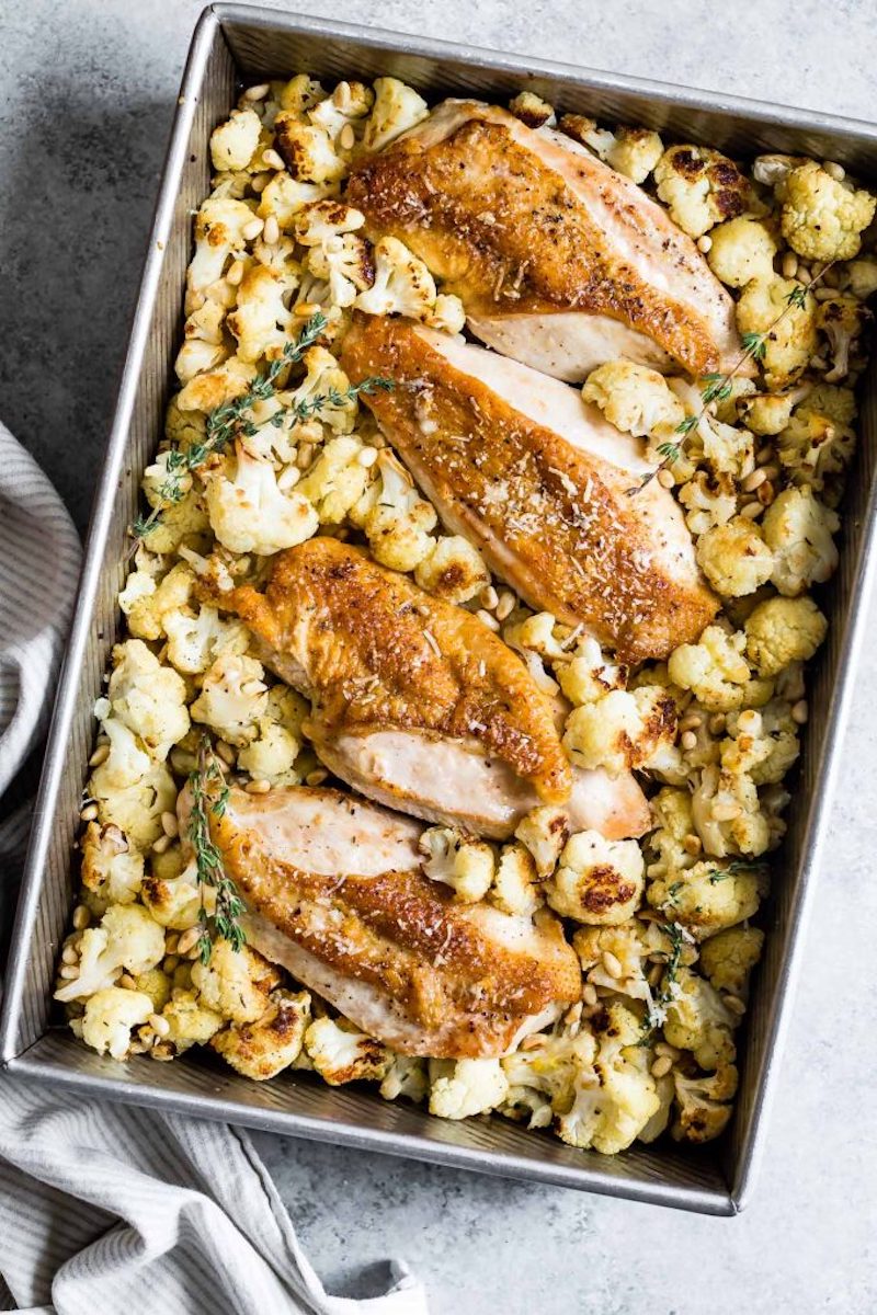 Weekly meal plan: Chicken Cauliflower sheet pan at Snixy Kitchen