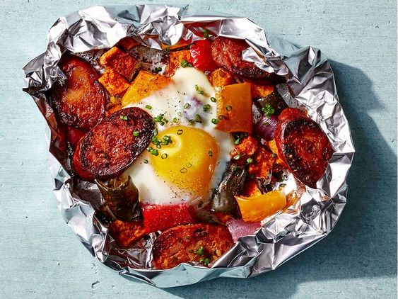 Easy foil-pack dinners: Extra Crispy’s Foil Packet Sweet Potato Hash on My Recipes can use sausage, or be a perfect breakfast or dinner for vegetarians