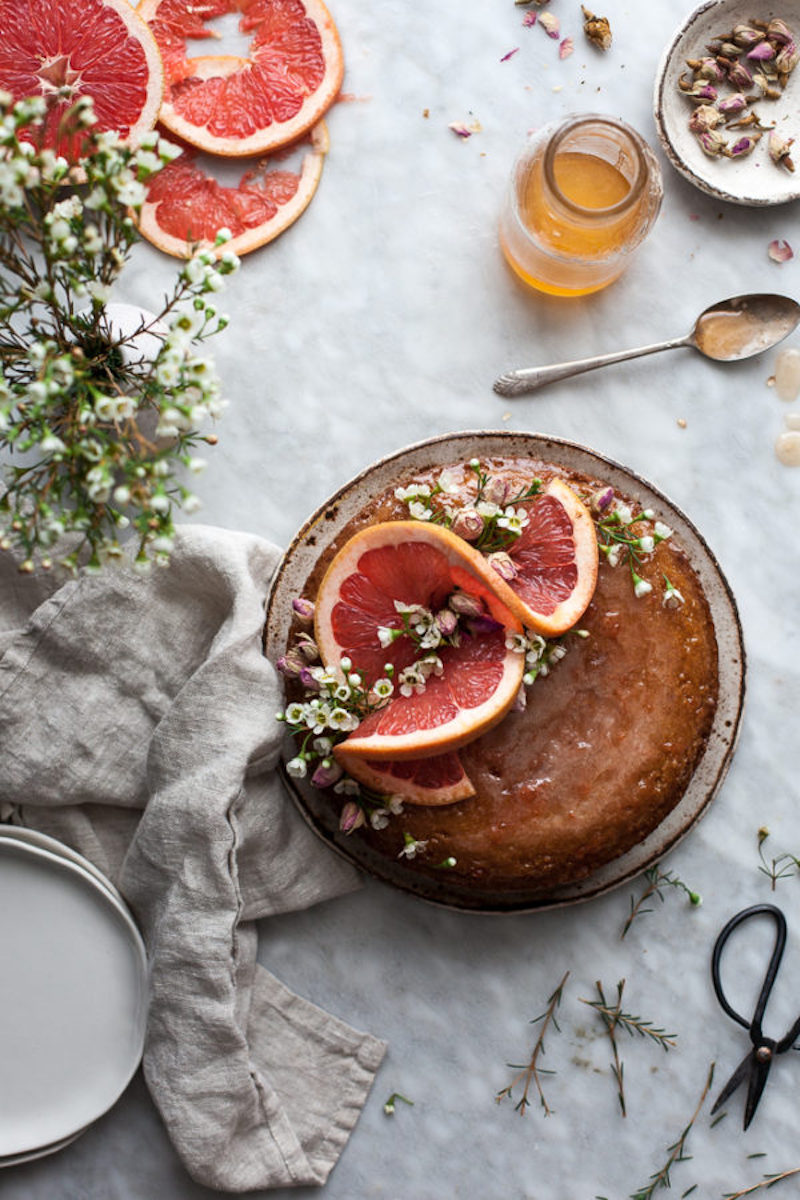 Grapefruit recipes: Semolina Cake with Rose Grapefruit Syrup at Kitchen McCabe