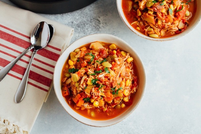 Healthy soups: Brunswick Stew with Pulled Chicken from Eating Bird Food