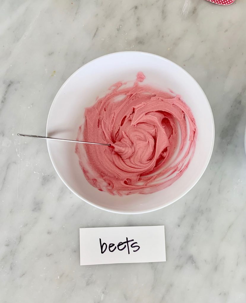 How to make naturally pink frosting: beet dye | ©Jane Sweeney Cool Mom Eats