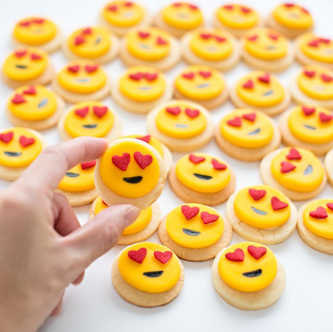 Cool Valentine's cookies for teens: Heart-eye emoji cookies from Hello Yummy