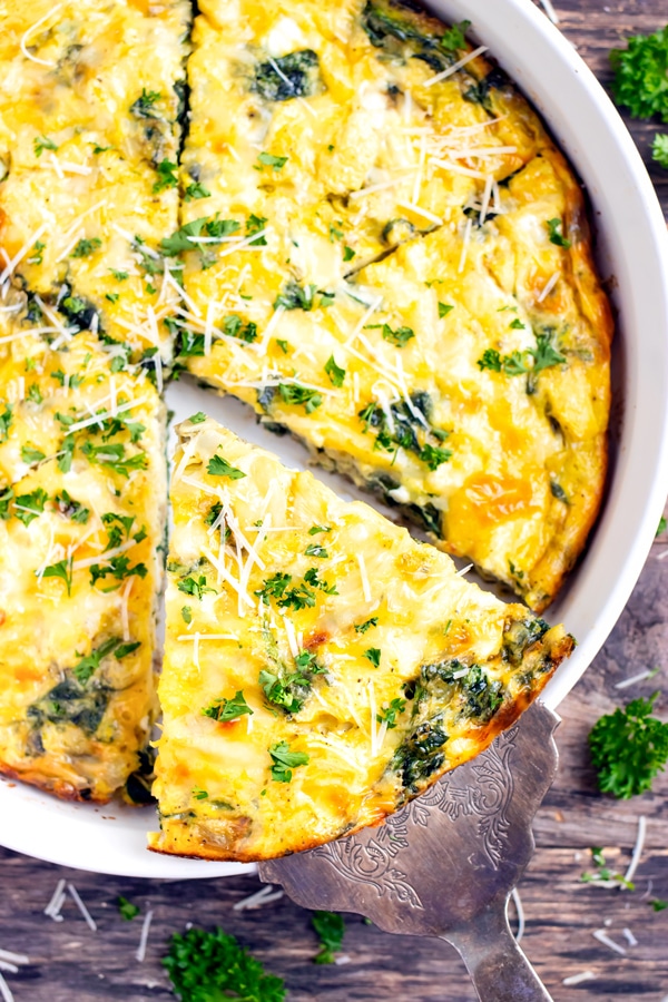 Make-ahead Easter brunch recipes: Spinach crustless quiche at Evolving Table
