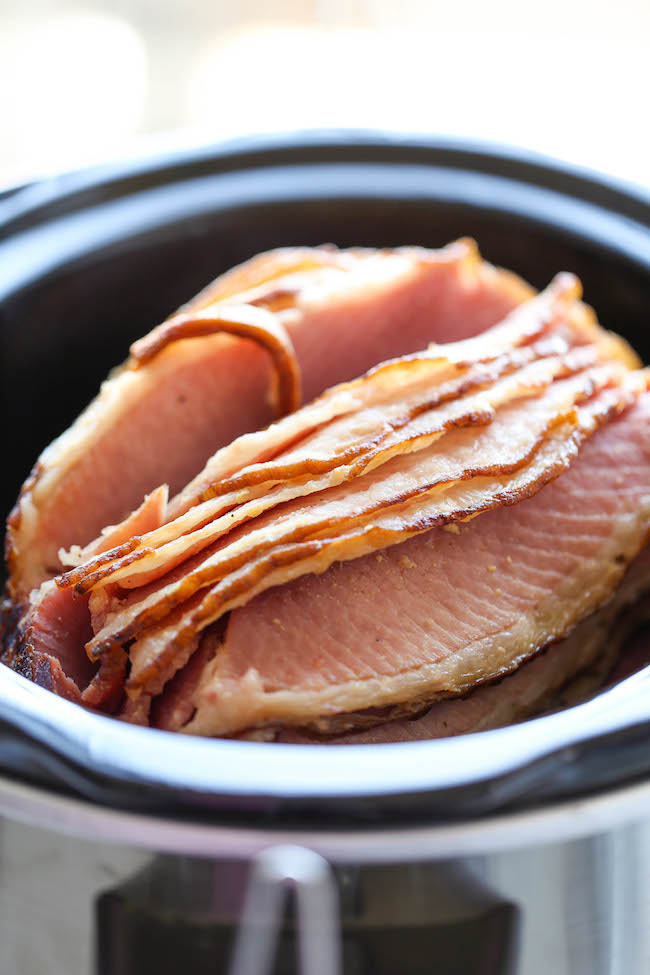 Make-ahead Easter brunch recipes: Slow cooker maple brown sugar ham at Damn Delicious