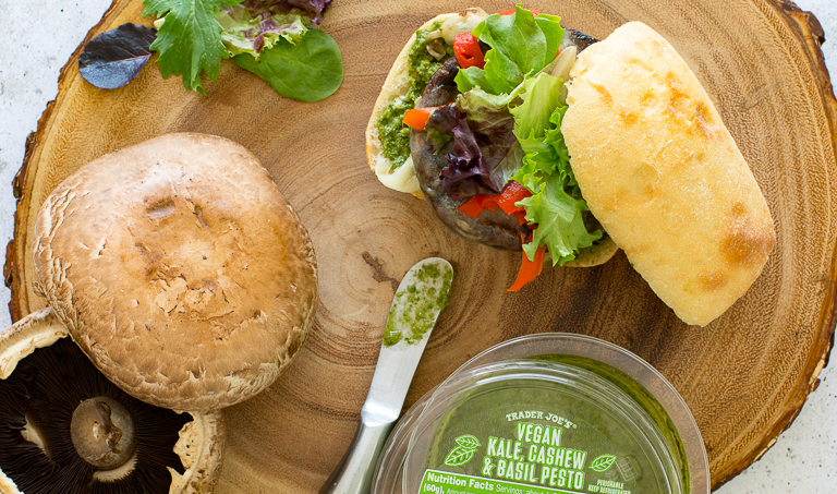 The best Trader Joe's products for Memorial Day and summer: Vegan Kale, Cashew & Basil Pesto is great on Portobello Sliders, Crostini, Past and More