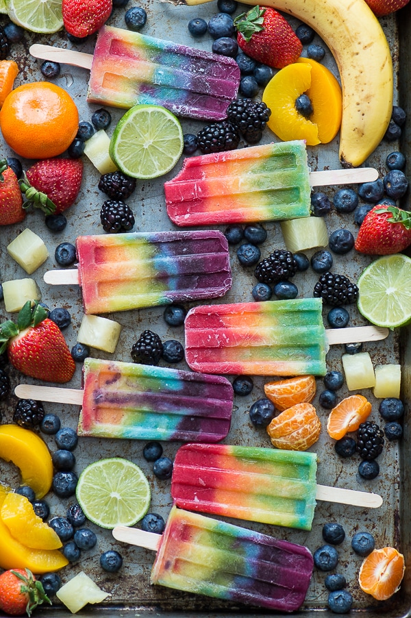 7 layer rainbow popsicle recipe: They're actually made with frozen smoothies so they're healthy! | Recipe:The First Year blog