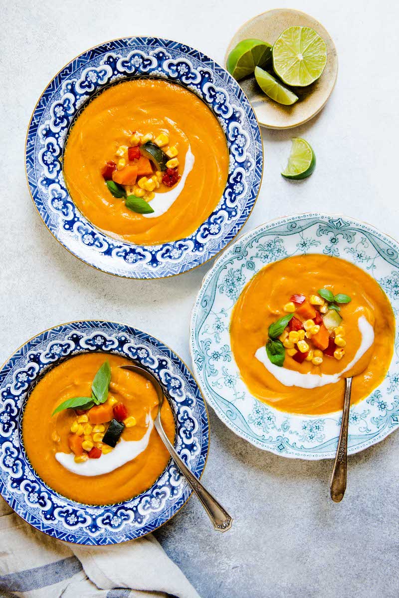 Weekly meal plan: Creamy Summer Veggie Soup at Healthy Nibbles