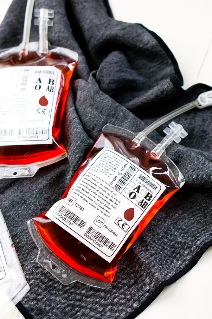 Blood bag cocktail recipe from Sugar and Soul