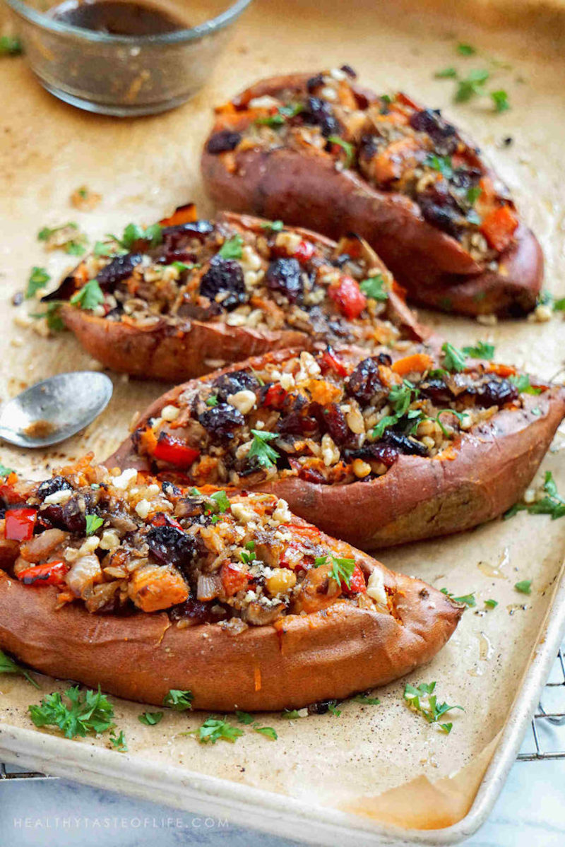 Sidesgiving recipes: Savory Stuffed Sweet Potatoes at Healthy Taste of Life