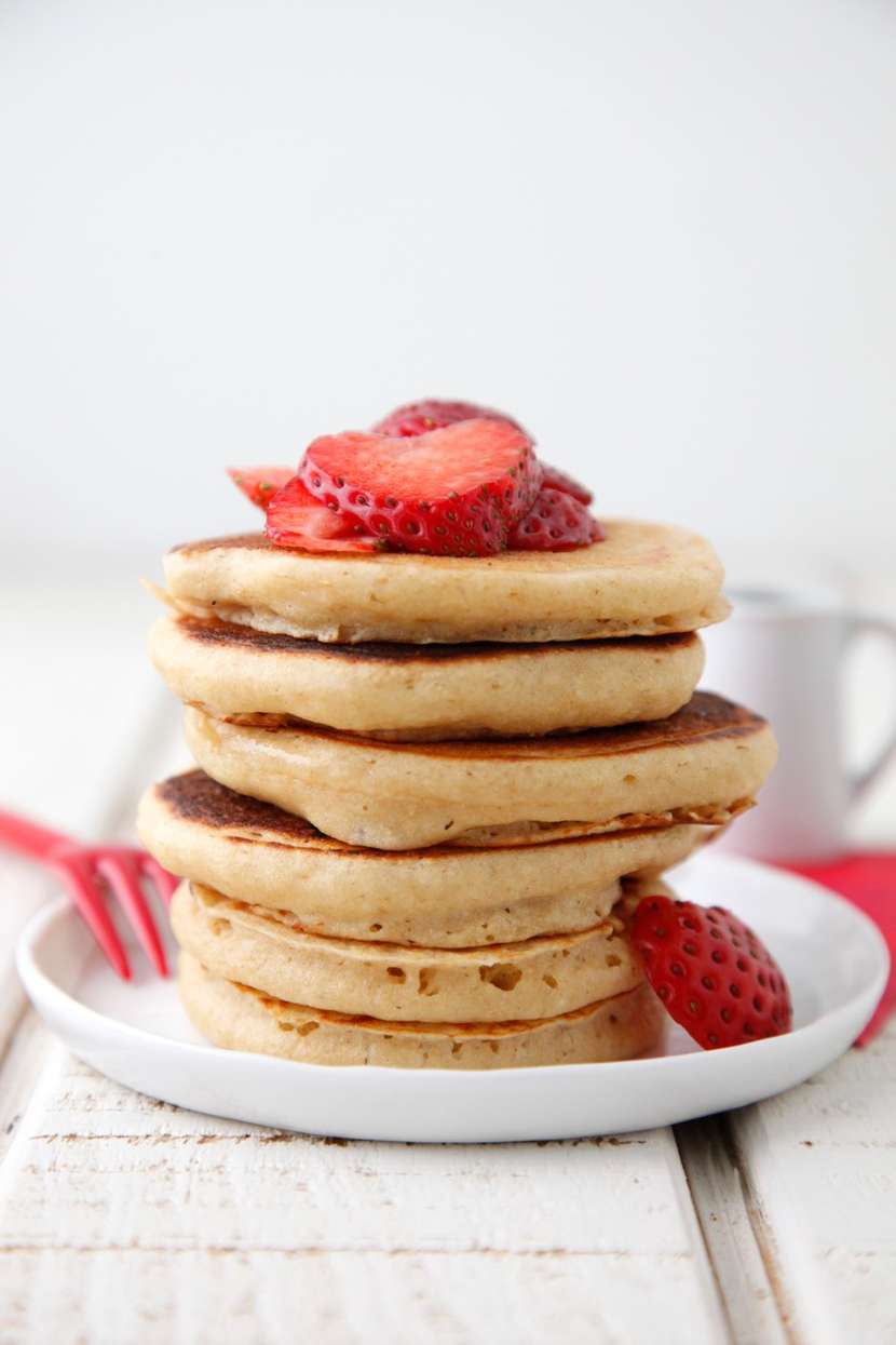 Low sugar Valentine's Treats: Strawberry Heart Pancakes from Weelicious