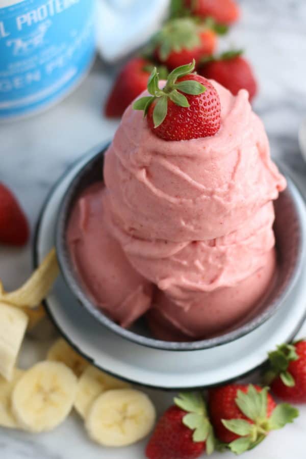 Low sugar Valentine's Treats: Strawberry Banana N'Ice Cream from The Real Food RDs