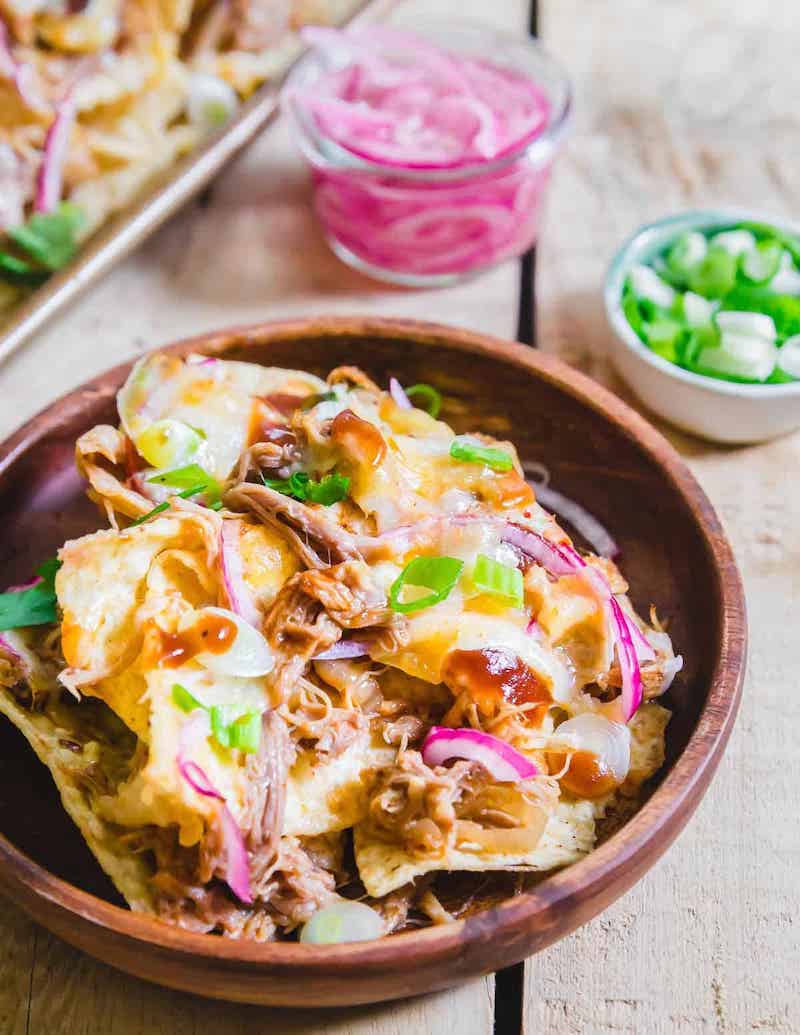 Weekly meal plan: Pulled Pork Nachos at Running to the Kitchen