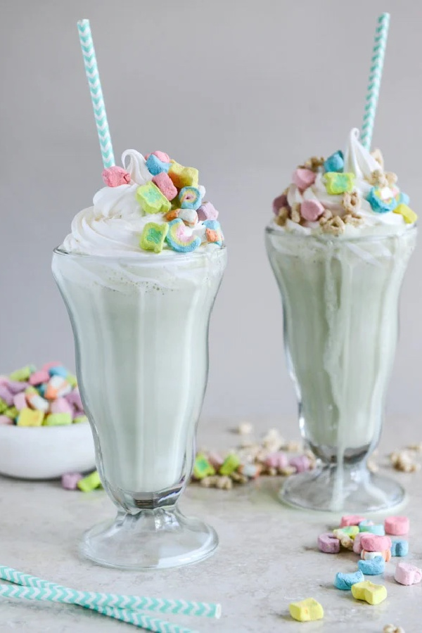 Boozy Lucky Charms milkshakes at How Sweet Eats