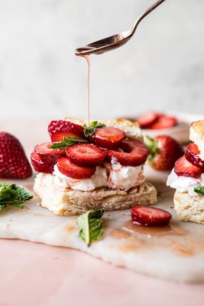 Add a little bourbon to this strawberry shortcake recipe from Half Baked Harvest for a boozy Father's Day dessert he'll remember