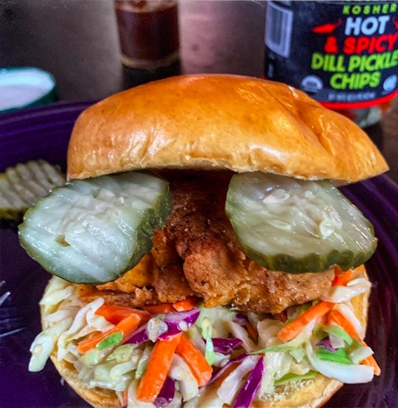 Crispy pickle-marinated tofu sandwich from The New York Times with photo by andreaschwalmstolz on Instagram