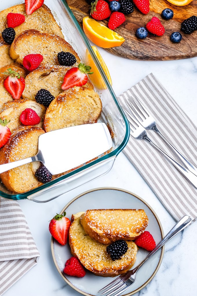 Kids menu favorites upgraded for the family:   Overnight French Toast Bake at Easy Budget Recipes