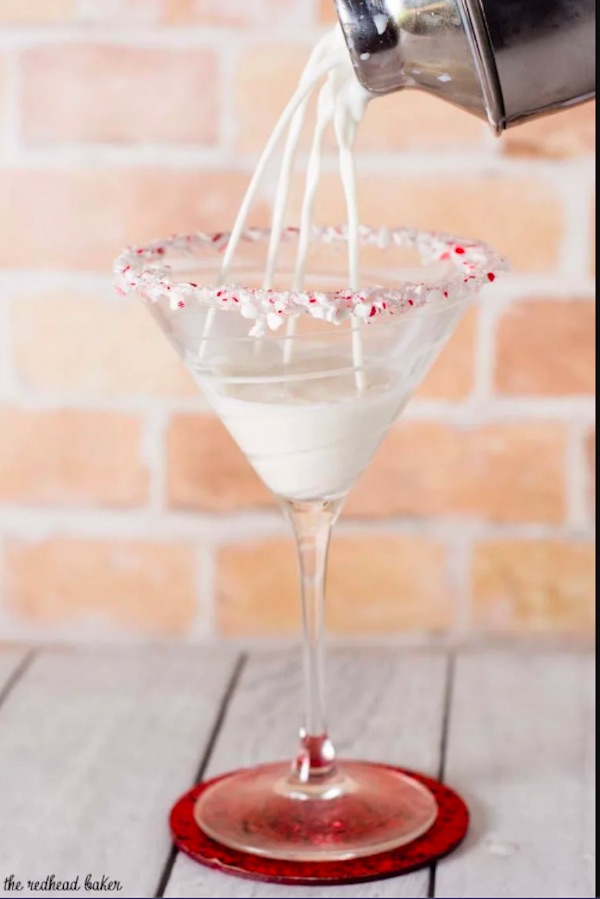 Toast the flavors of the holidays with this Candy Cane martini from The Redhead Baker