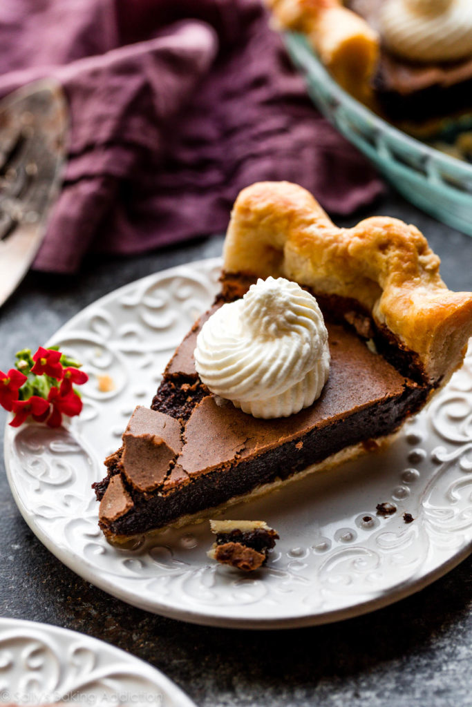 Our readers' favorite holiday pie recipes: Chocolate Chess Pie at Sally's Baking Addiction.