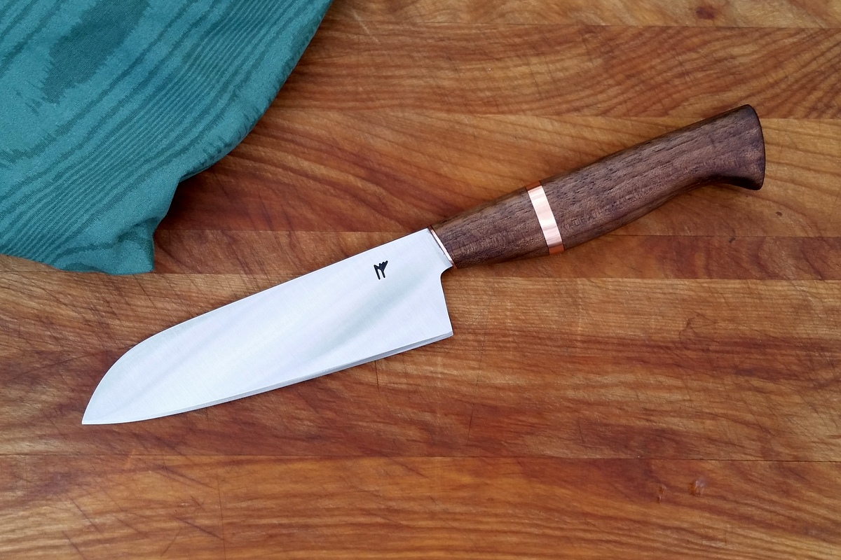 Practical gift ideas for the home cook: A hand forged Santoku kitchen knife from Nafzger Forge