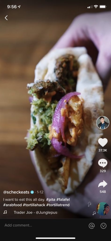 Delicious falafel folded TikTok sandwich hack from Scheck Eats