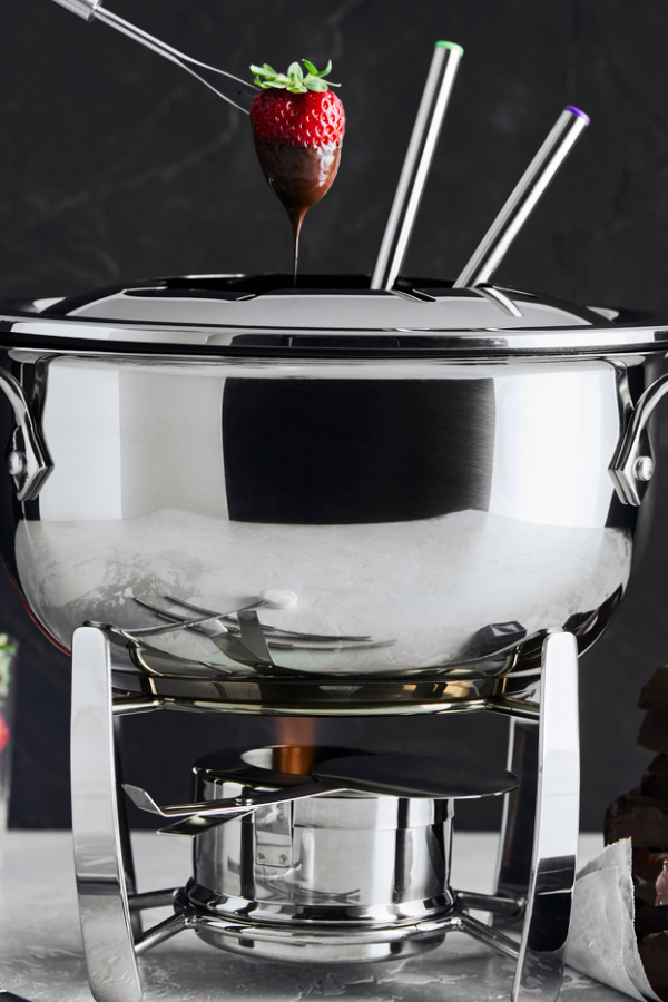 Aphrodisiacs for Valentine's Day: Chocolate in melty, sexy fondue form. This All-Clad fondue set is perfect for it
