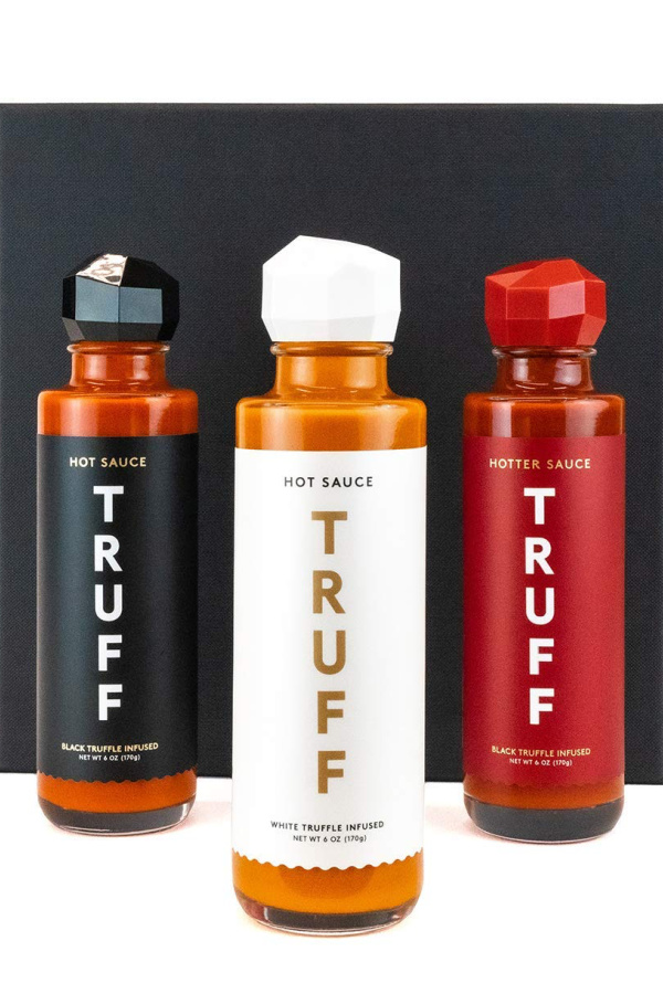 Aphrodisiac food gifts for Valentine's Day: Truff truffle infused hot sauce trio. SO SO good