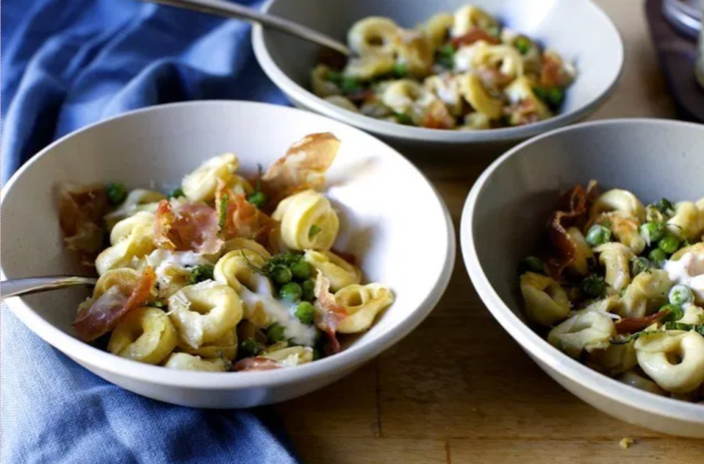 Crispy Tortellini with Peas and Prosciutto from Smitten Kitchen is a terrific spring dinner for the family
