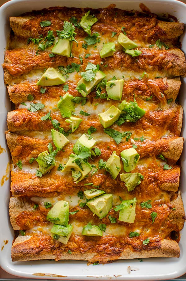 Chicken and Black Bean Enchiladas from Living Lou is a terrific spring dinner with a bright green salad